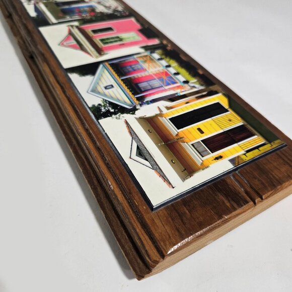 New Orleans Wall Art Shotgun Houses Architectural Handmade B Roberds NOLA 16x5.5 - Picture 3 of 9